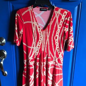 COPY - Cherry 🍒 red dress 👗 with gold chains print